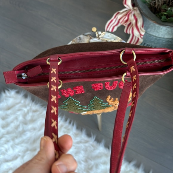 Isabella Fiore. Brown Suede and Red Leather Tote. Limited Edition. Rare find. - Picture 3 of 15